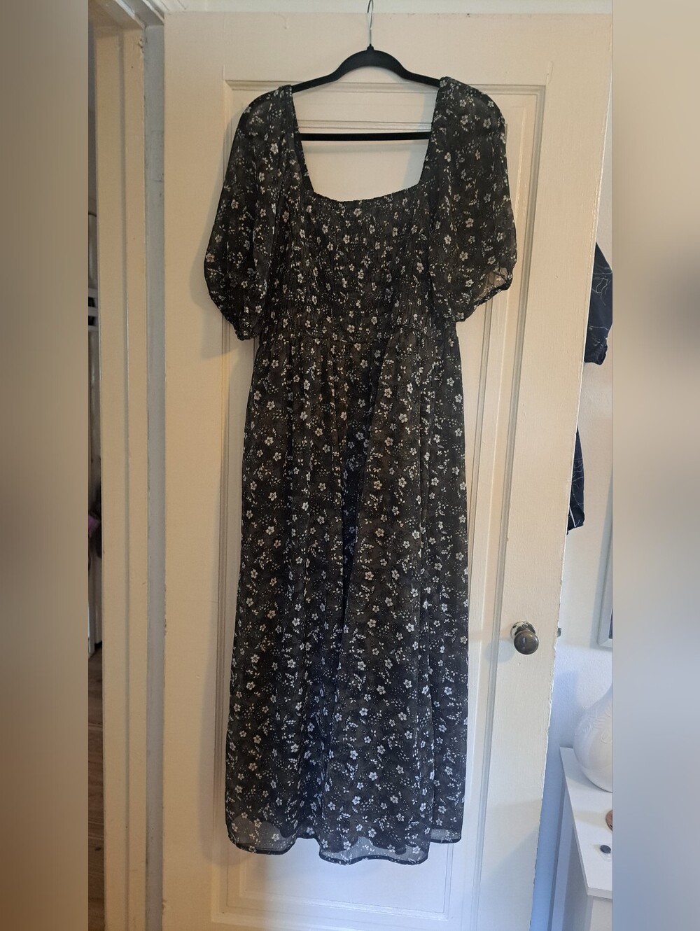 Old Navy Green Floral Square-Neck Maxi Dress